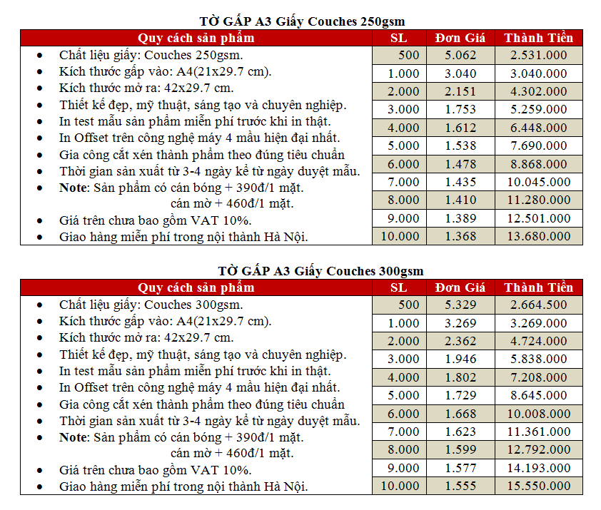 giá in tờ gấp A3