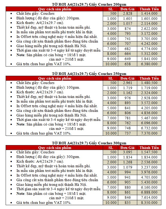 Báo giá in tờ rơi A4 giá rẻ