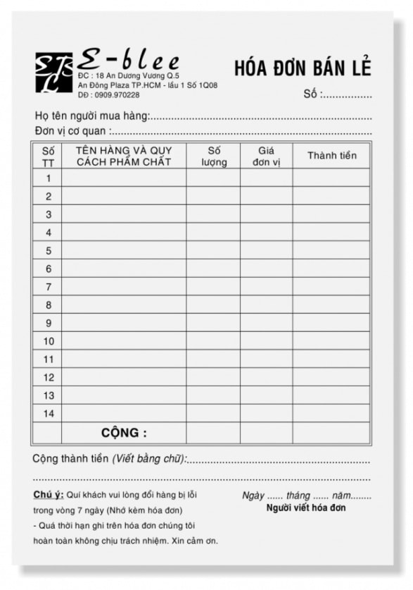 in hóa đơn