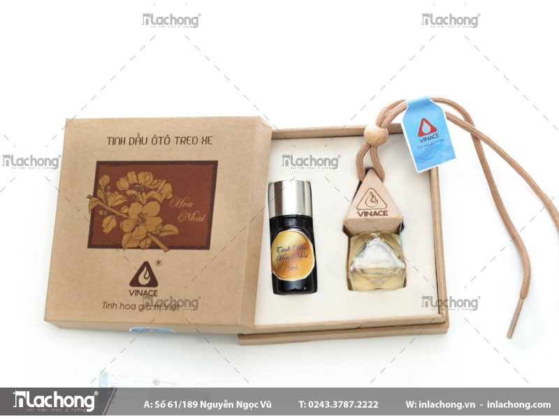 In vỏ hộp tinh dầu treo xe ô tô VINCE
